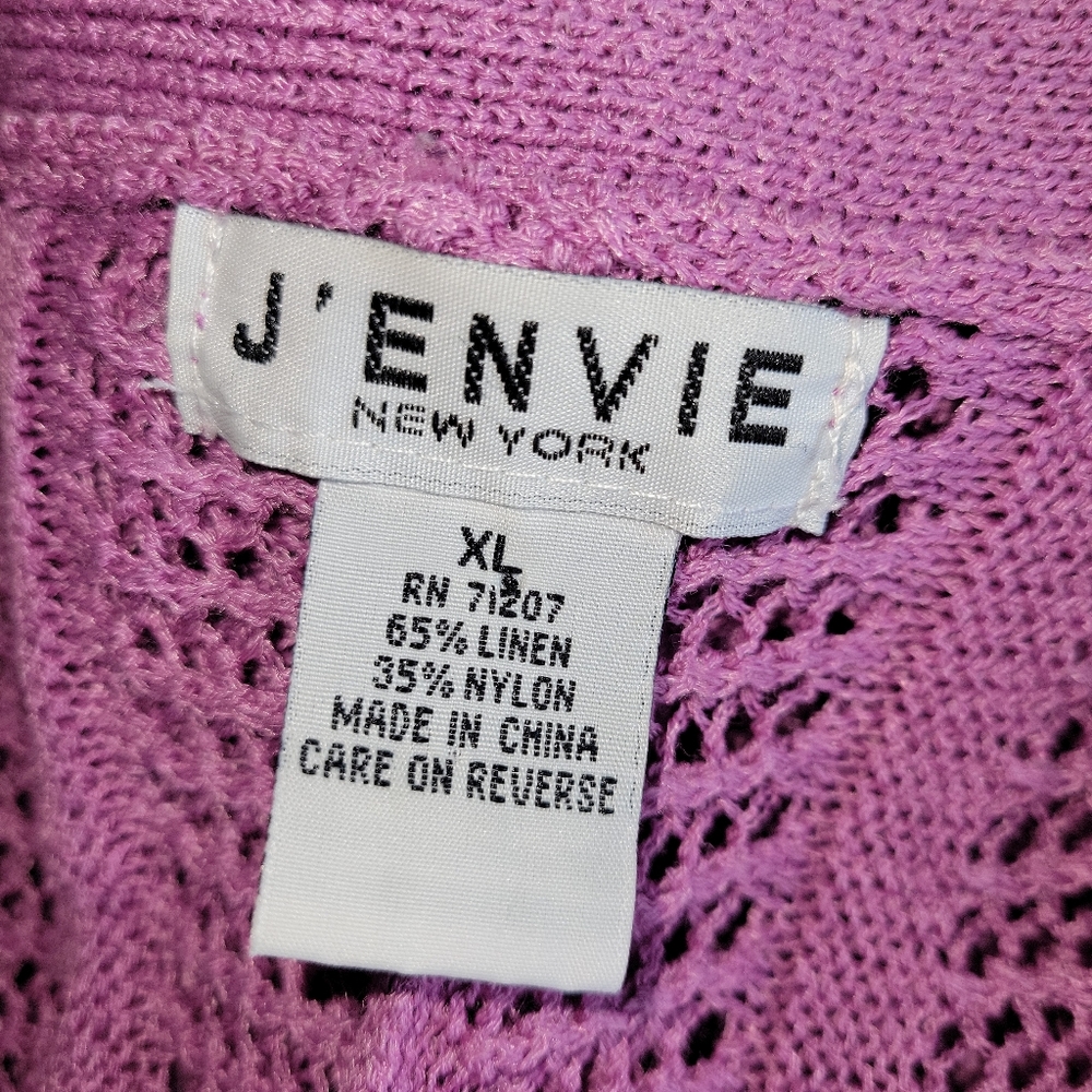 J'envie Pink Loose Fit Two Button Knit Linen Blend Cardigan Women's Size XL - Picture 8 of 8